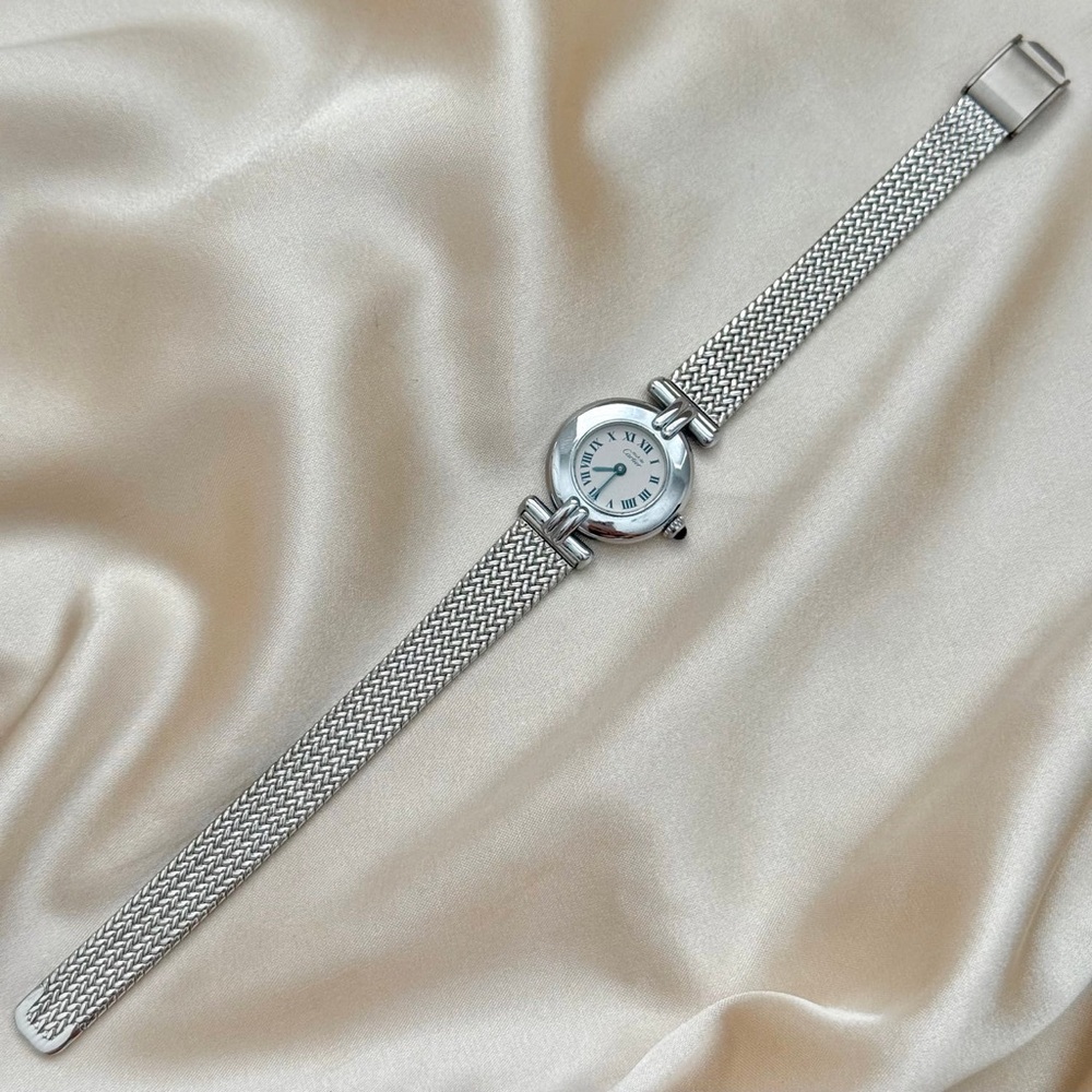 AUTHENTIC VINTAGE CARTIER SILVER WATCH - WITH BOX - Picture 5 of 8